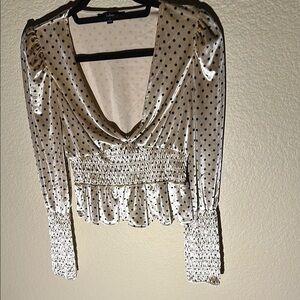 Lulus size Small Polka Dot Women's Top. Velvet in Champagne